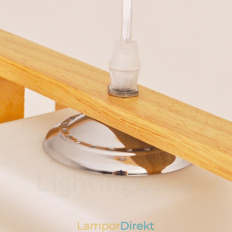 2 Ljus Trä Modern Samtida Taklampa I Nordisk Stil Med Glasskärm