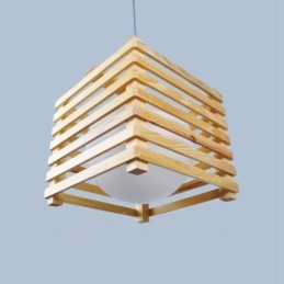 Ljus Trä Modern Samtida Taklampa I Nordisk Stil Med Glasskärm