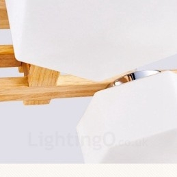 4 Ljus Trä Modern Samtida Taklampa I Nordisk Stil Med Glasskärm