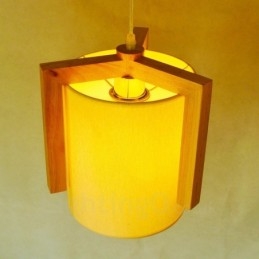1 Ljus Trä Modern Samtida Taklampa I Nordisk Stil Med Tygskärm