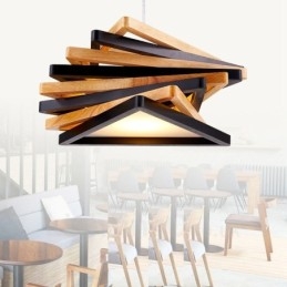 1 Ljus Trä Modern Och Modern Taklampa Med Träskärm