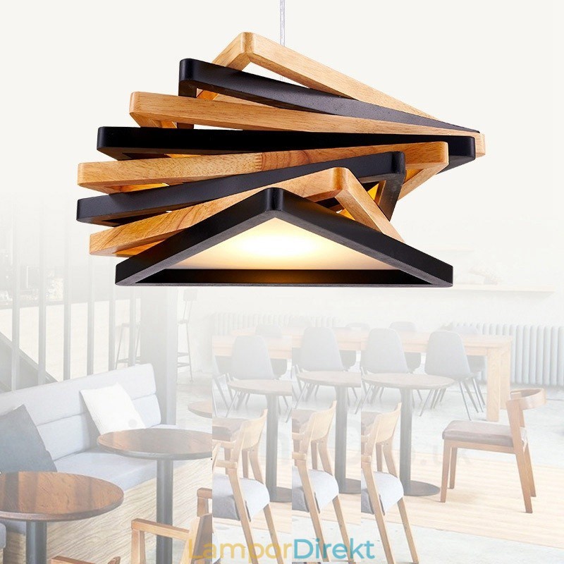 1 Ljus Trä Modern Och Modern Taklampa Med Träskärm