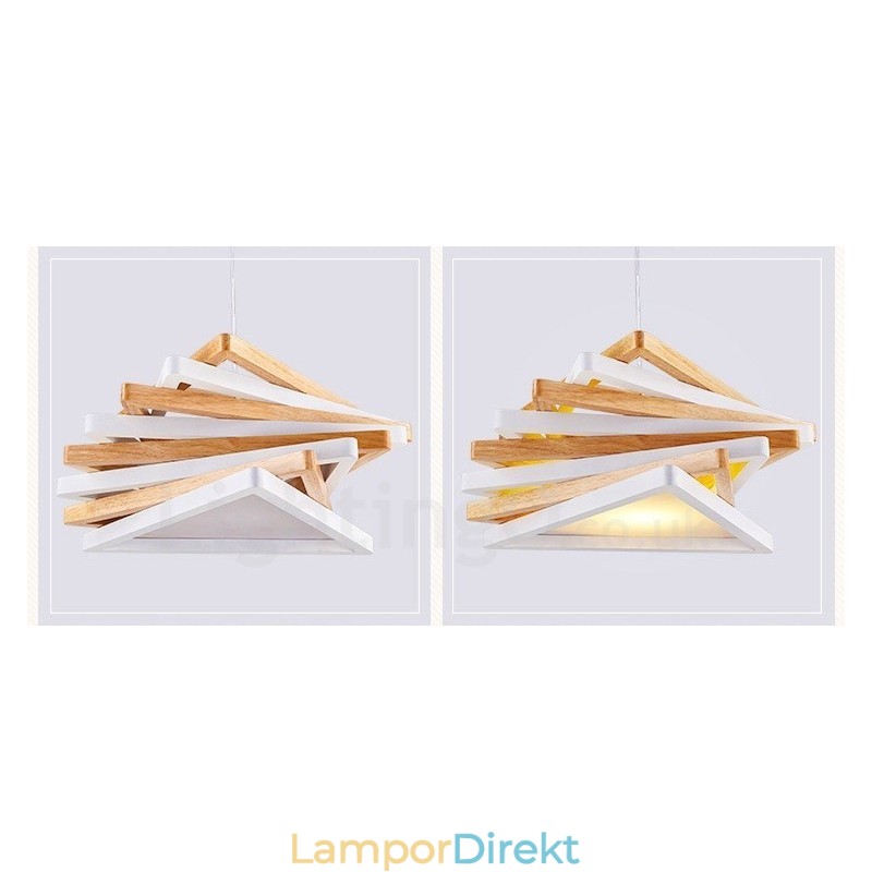 1 Ljus Trä Modern Och Modern Taklampa Med Träskärm