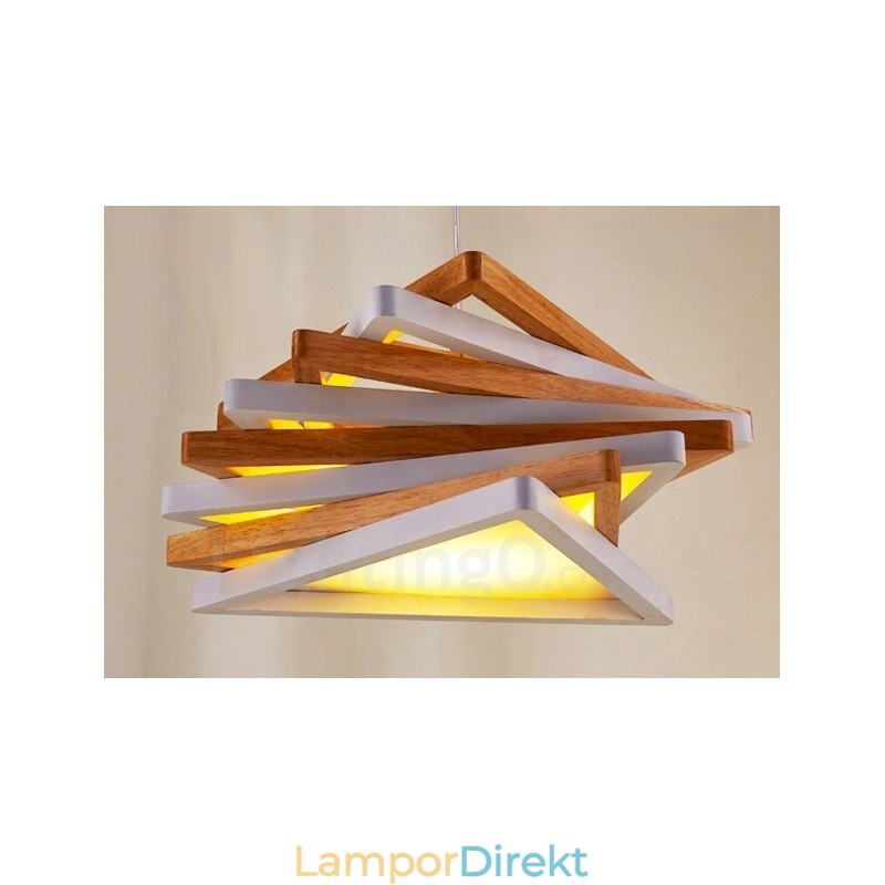 1 Ljus Trä Modern Och Modern Taklampa Med Träskärm