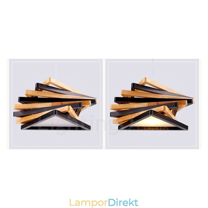 1 Ljus Trä Modern Och Modern Taklampa Med Träskärm