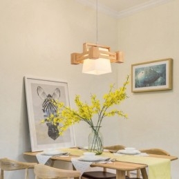 1 Ljus Trä Modern Samtida Taklampa I Nordisk Stil Med Tygskärm