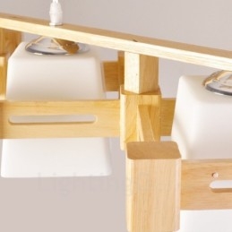 3 Ljus Trä Modern Samtida Taklampa I Nordisk Stil Med Tygskärm