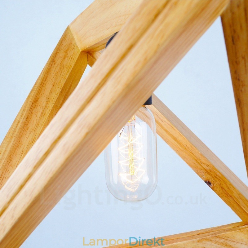 1 Ljus Trä Modern Och Modern Taklampa Med Träskärm