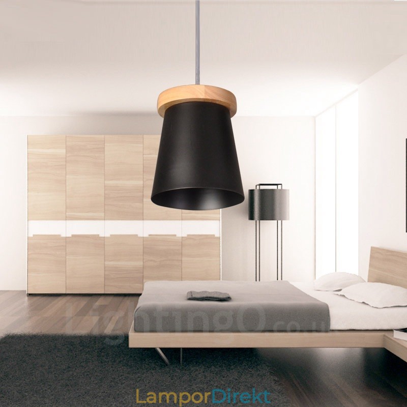 1 Ljus Trä Modern Samtida Taklampa I Nordisk Stil Med Skärm I Järn