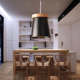 1 Ljus Trä Modern Samtida Taklampa I Nordisk Stil Med Skärm I Järn