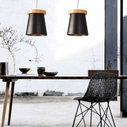 1 Ljus Trä Modern Samtida Taklampa I Nordisk Stil Med Skärm I Järn