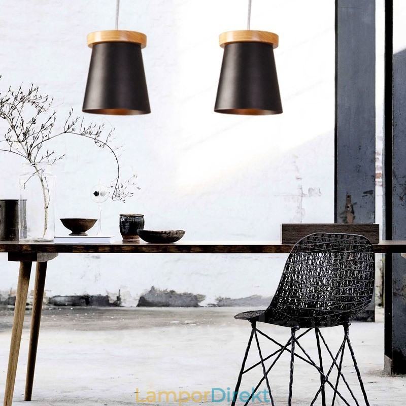 1 Ljus Trä Modern Samtida Taklampa I Nordisk Stil Med Skärm I Järn
