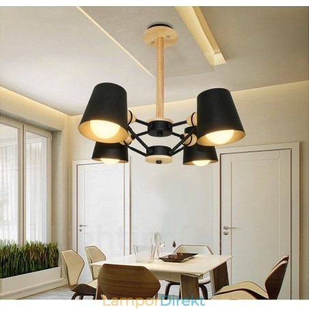 4 Ljus Trä Modern Samtida Taklampa I Nordisk Stil Med Skärm I Järn 4 Ljus Trä Modern Samtida Taklampa I Nordisk Stil Med Skärm I Järn