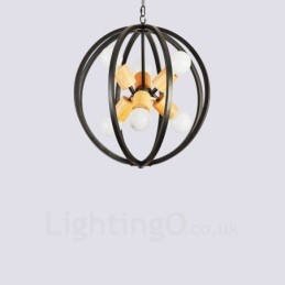 6 Light Iron Retro Vintage Pendellampa Med Järnskärm