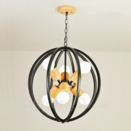 6 Light Iron Retro Vintage Pendellampa Med Järnskärm