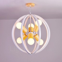 6 Light Iron Retro Vintage Pendellampa Med Järnskärm