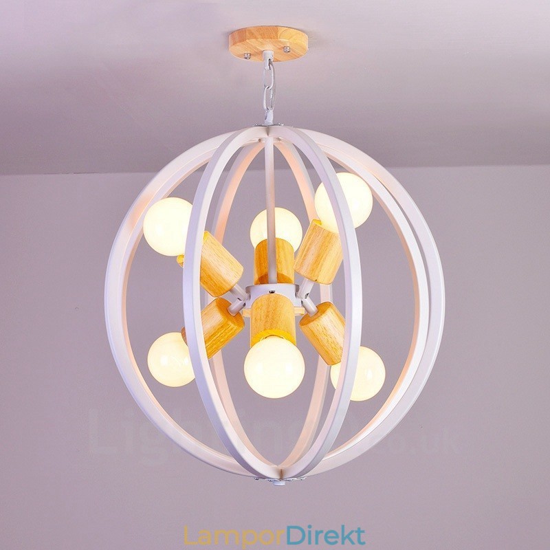 6 Light Iron Retro Vintage Pendellampa Med Järnskärm