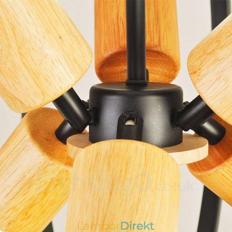 6 Light Iron Retro Vintage Pendellampa Med Järnskärm