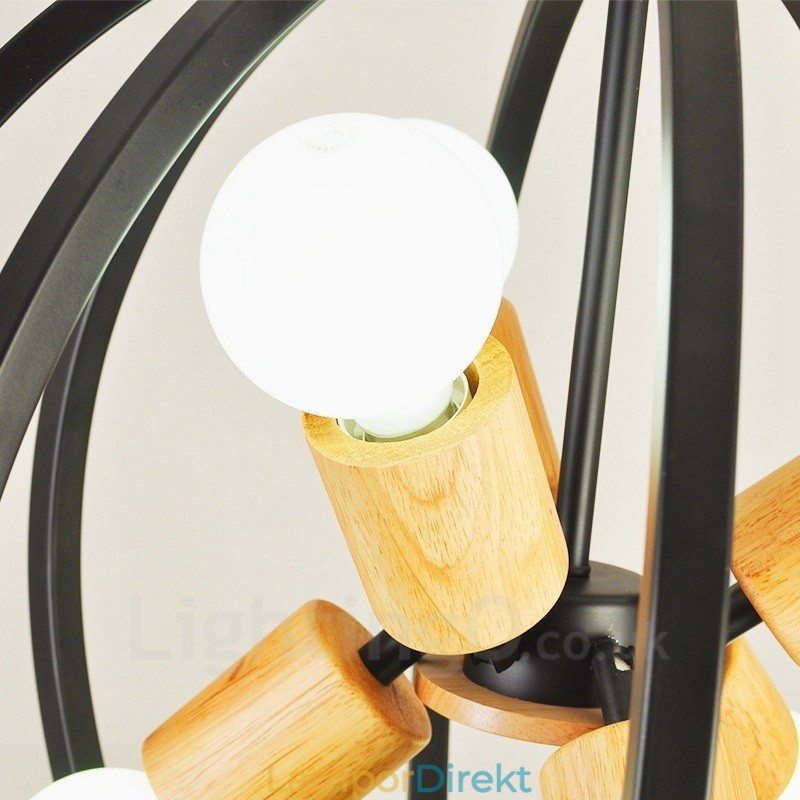 6 Light Iron Retro Vintage Pendellampa Med Järnskärm