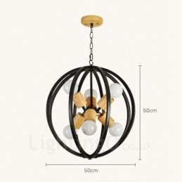 6 Light Iron Retro Vintage Pendellampa Med Järnskärm