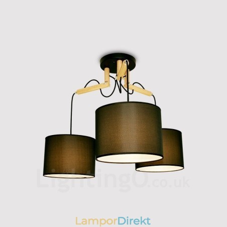 3 Ljus Trä Modern Samtida Taklampa Med Tygskärm 3 Ljus Trä Modern Samtida Taklampa Med Tygskärm