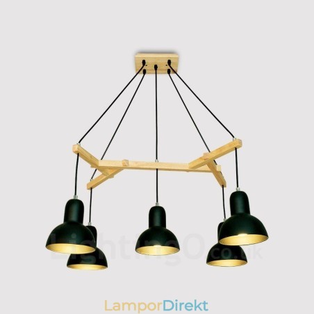 5 Ljus Trä Modern Samtida Taklampa Med Järnskärm 5 Ljus Trä Modern Samtida Taklampa Med Järnskärm