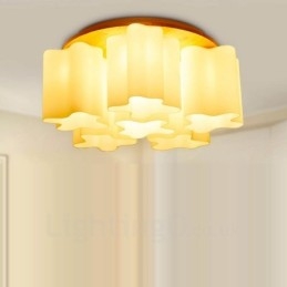 6 Ljusa Moderna, Infällda Taklampor Med Glasskärm