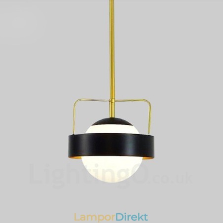 1 Ljus Modern Samtida Taklampa Kopparplätering Pendellampa Med Vit Och Svart Kulglasskärm 1 Ljus Modern Samtida Taklampa Kopparplätering Pendellampa Med Vit Och Svart Kulglasskärm