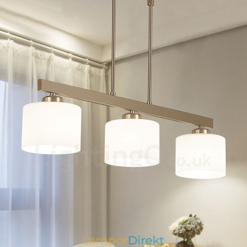 3 Lampor Modern Krom Pendellampa Inomhus Ljuskrona Hemhängande Belysning Lampor Armaturer Med Glasskärmar