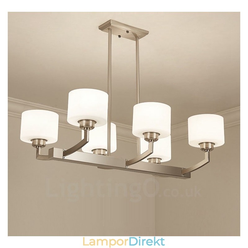 6 Lampor Modern Krom Taklampa Inomhus Ljuskrona Hängande Belysning Lampor Armaturer Med Glasskärmar
