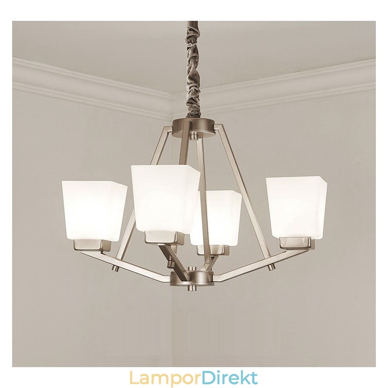 4 Lampor Krom Taklampa Inomhus Modern Ljuskrona Hem Hängande Belysning Lampor Armaturer Med Glasskärmar