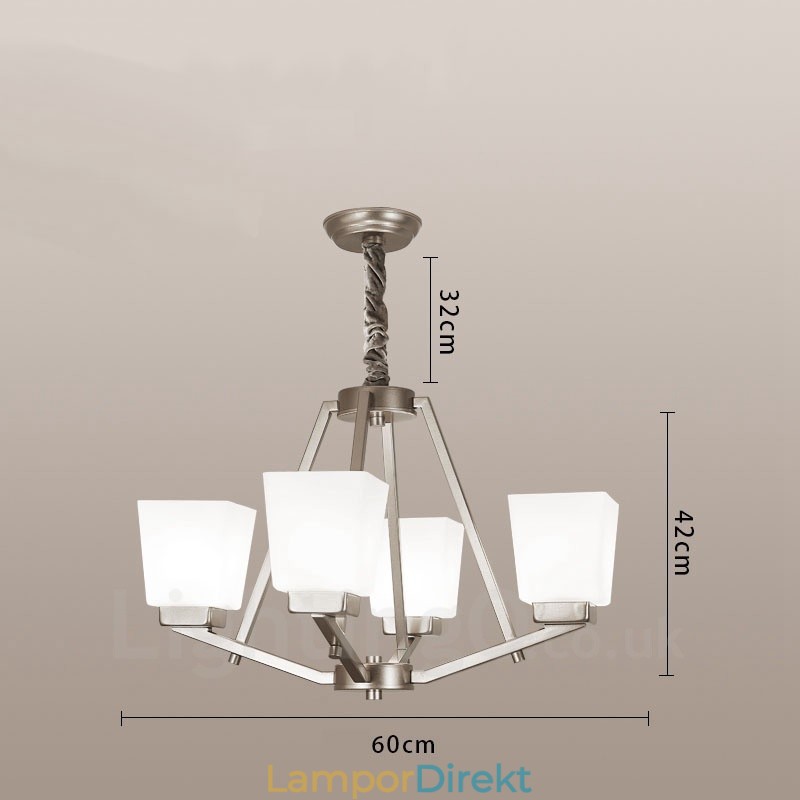 4 Lampor Krom Taklampa Inomhus Modern Ljuskrona Hem Hängande Belysning Lampor Armaturer Med Glasskärmar