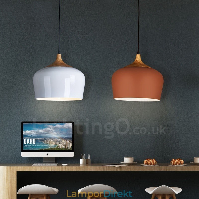 1 Ljus Modern Contemporary Pendel Light Pendel Lampa Med Vit Röd Blå Skärm