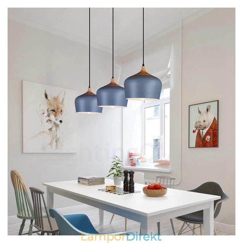 1 Ljus Modern Contemporary Pendel Light Pendel Lampa Med Vit Röd Blå Skärm