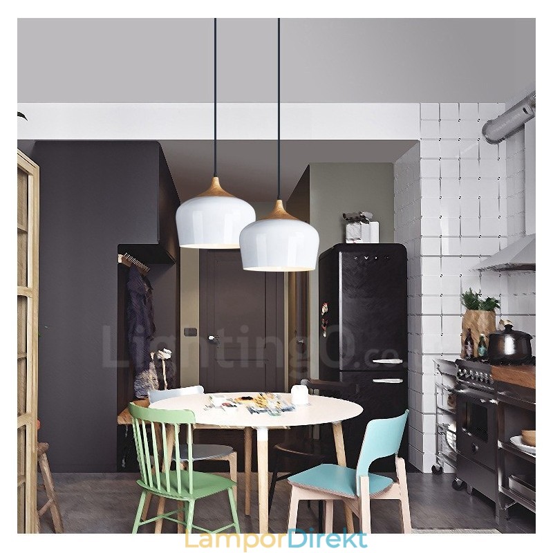 1 Ljus Modern Contemporary Pendel Light Pendel Lampa Med Vit Röd Blå Skärm