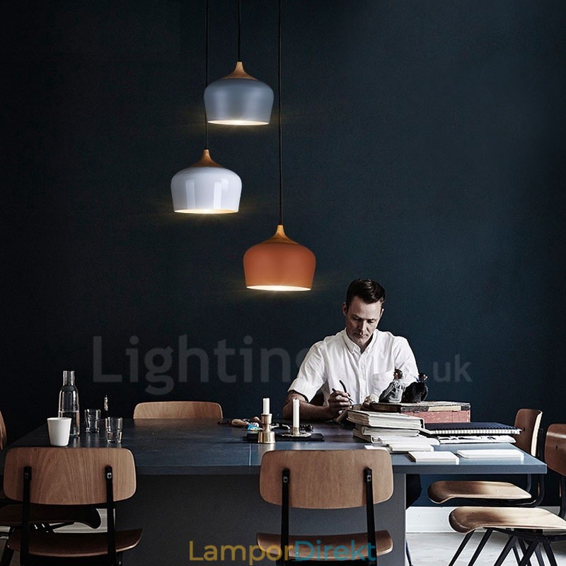 1 Ljus Modern Contemporary Pendel Light Pendel Lampa Med Vit Röd Blå Skärm