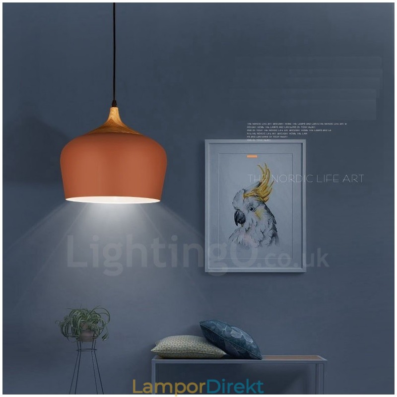 1 Ljus Modern Contemporary Pendel Light Pendel Lampa Med Vit Röd Blå Skärm