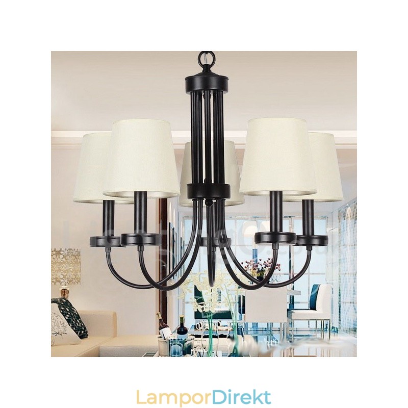 5 Ljus Retro Modern Svart Ljuskrona