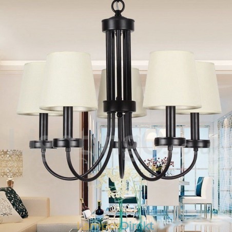5 Ljus Retro Modern Svart Ljuskrona 5 Ljus Retro Modern Svart Ljuskrona