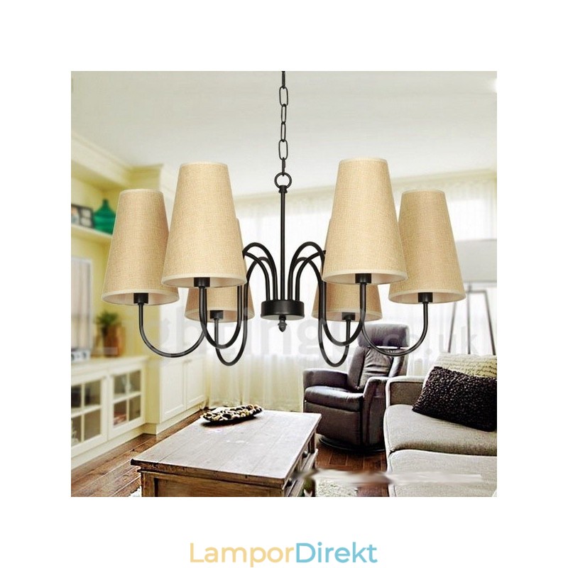 6 Ljus Retro Ljuskrona I Modern Ljusstil