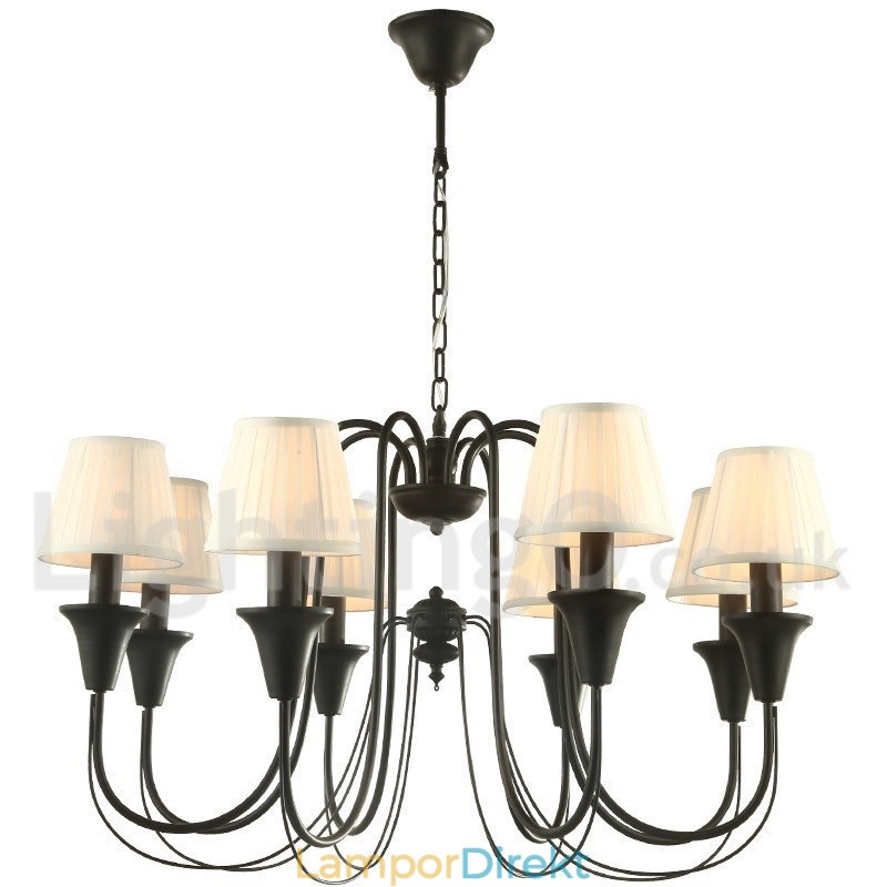8 Ljus Svart Retro Ljuskrona