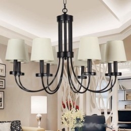 8 Light Retro Contemporary Black Candle Style Ljuskrona