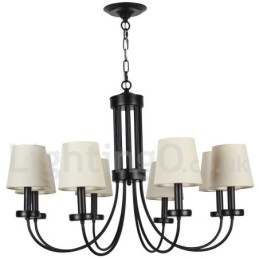 8 Light Retro Contemporary Black Candle Style Ljuskrona
