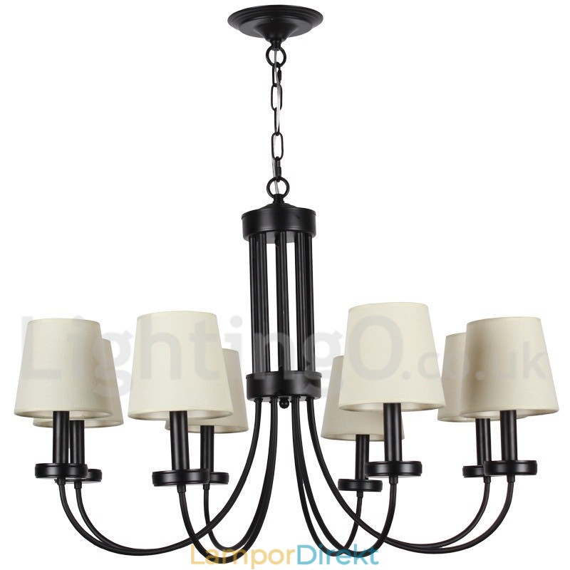 8 Light Retro Contemporary Black Candle Style Ljuskrona