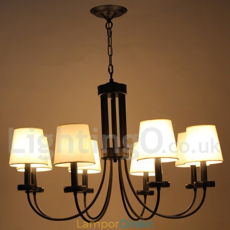 8 Light Retro Contemporary Black Candle Style Ljuskrona