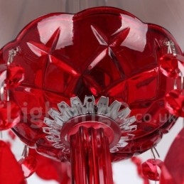 8 Ljusröd K9 Crystal Candle Style Ljuskrona