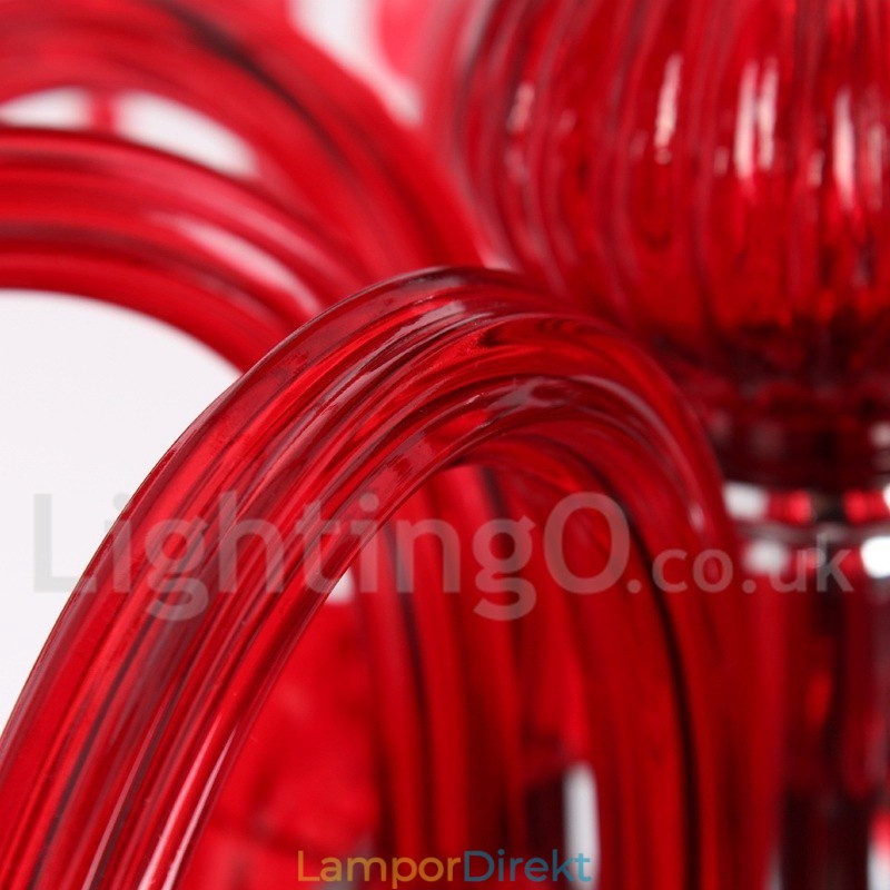 3 Ljusröd K9 Crystal Candle Style Ljuskrona