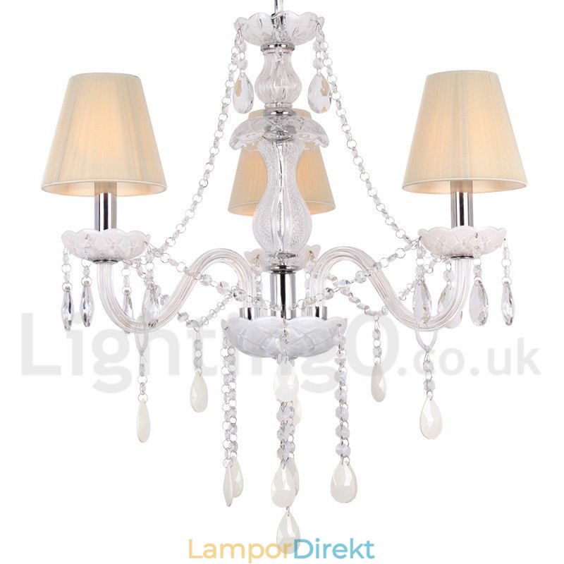 3 Ljus Vit K9 Kristallljuskrona