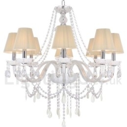 8 Ljus Vit K9 Crystal Candle Style Ljuskrona
