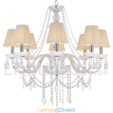 8 Ljus Vit K9 Crystal Candle Style Ljuskrona 8 Ljus Vit K9 Crystal Candle Style Ljuskrona